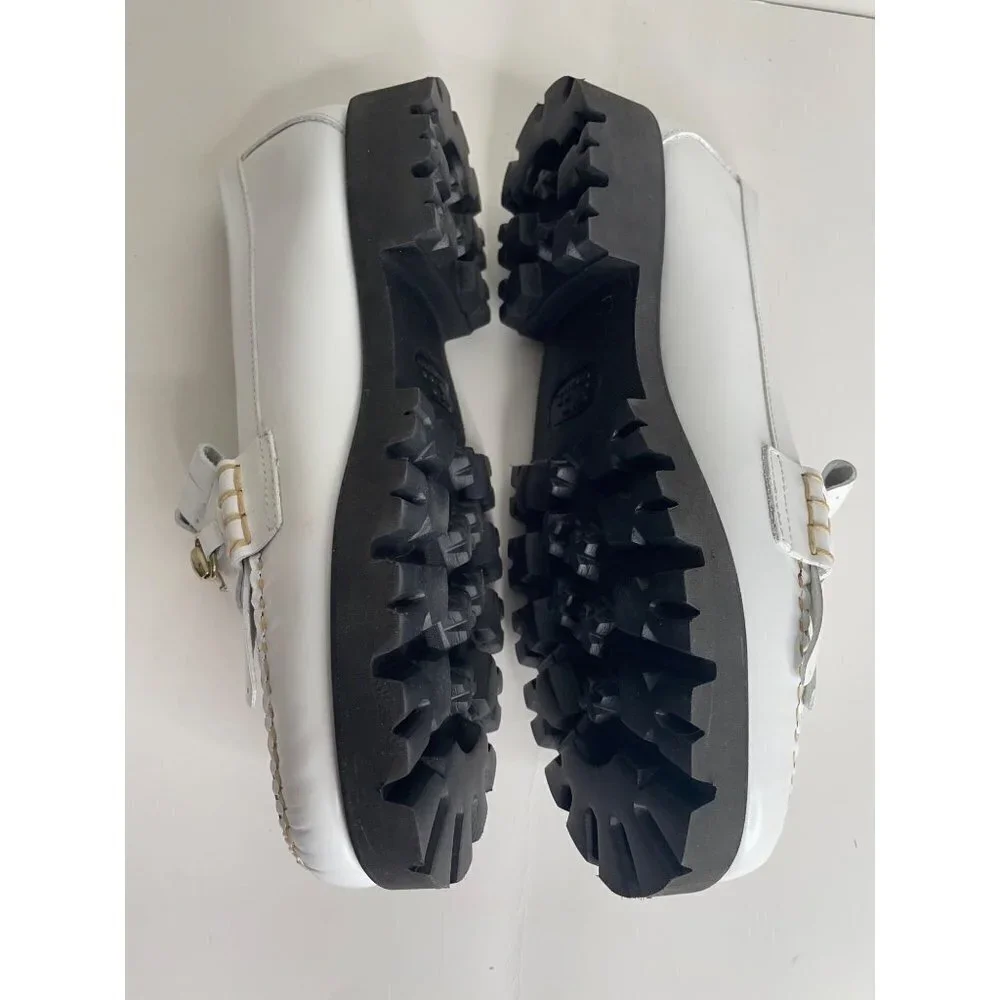 G.H. Bass Women's Lianna Kiltie Lug Loafers White Bit Buckle Fringe Platform 9.5 - Picture 5 of 6